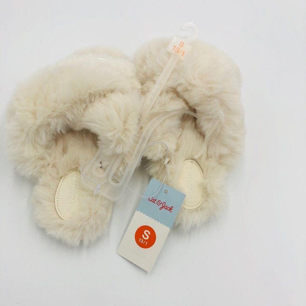 Brand New Cat & Jack Faux Fur Slippers For Kids Size 13/1 (Small)